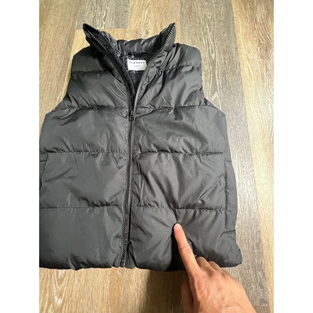 Old‎ Navy Puffer Vest Kids Large 10-12 Black Water-Resistant Quilted Full-Zip
